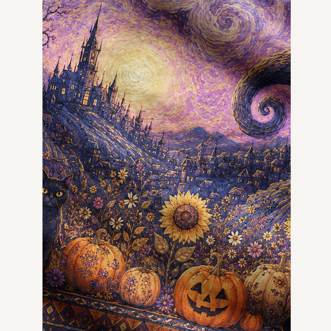 Cardigan lavorato a maglia con bottoni e motivo "Mystic Halloween Nightfall Garden"