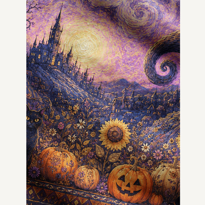 Cardigan lavorato a maglia con bottoni e motivo "Mystic Halloween Nightfall Garden"