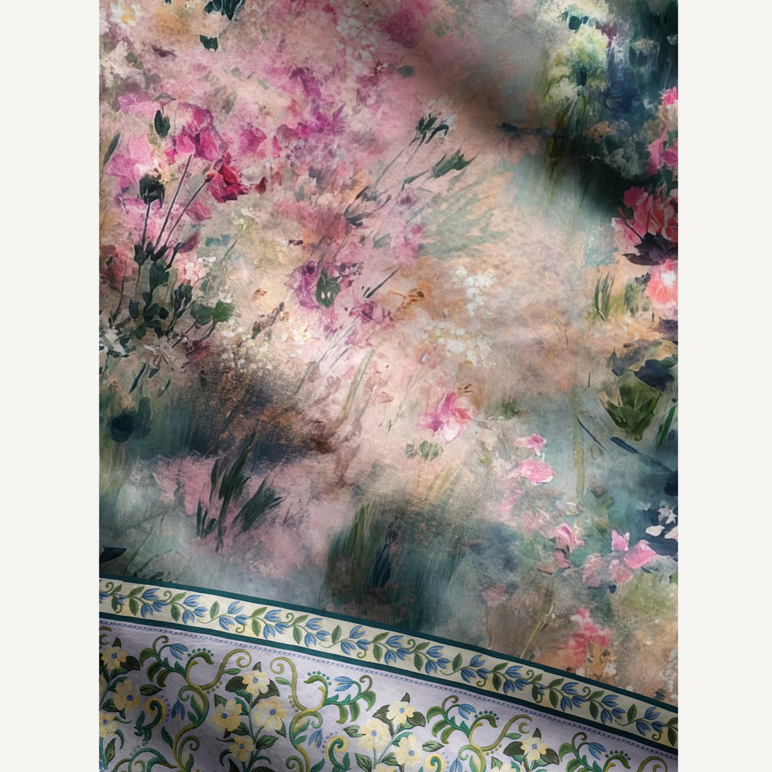 Cardigan lavorato a maglia con bottoni, in stile boho, con motivo floreale da giardino in acquerello