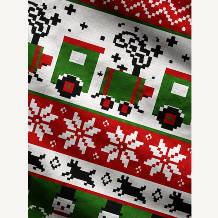 Maglione Girocollo Vintage con Fantasia Fair Isle e Treno