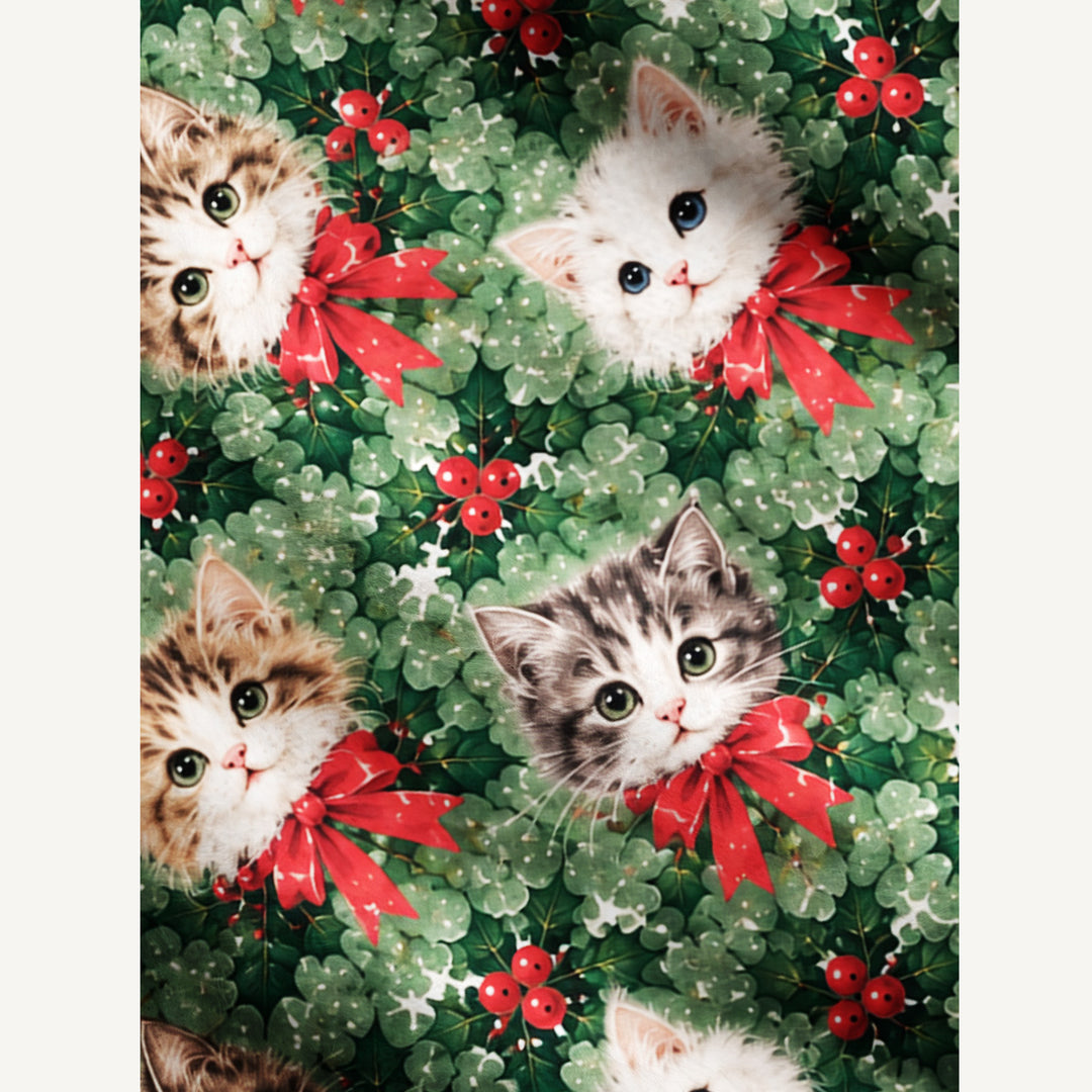Cardigan lavorato a maglia Natalizi con Fantasia di Gatti “Holly Jolly”