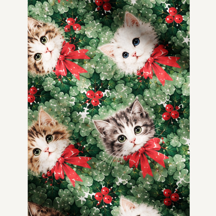 Cardigan lavorato a maglia Natalizi con Fantasia di Gatti “Holly Jolly”