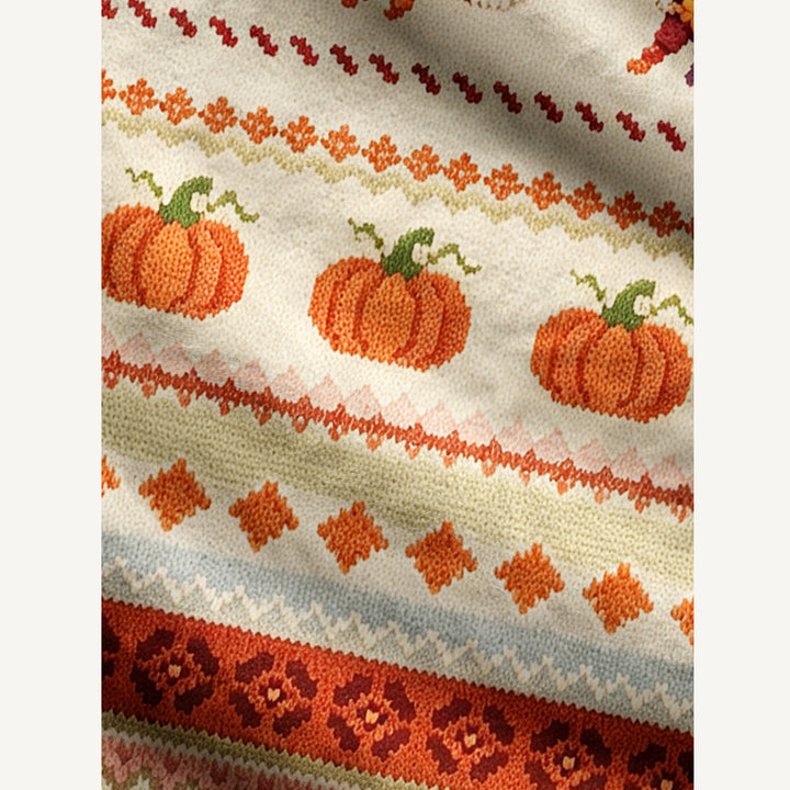 Cardigan lavorato a maglia con motivo di volpe e zucca autunnale per Halloween