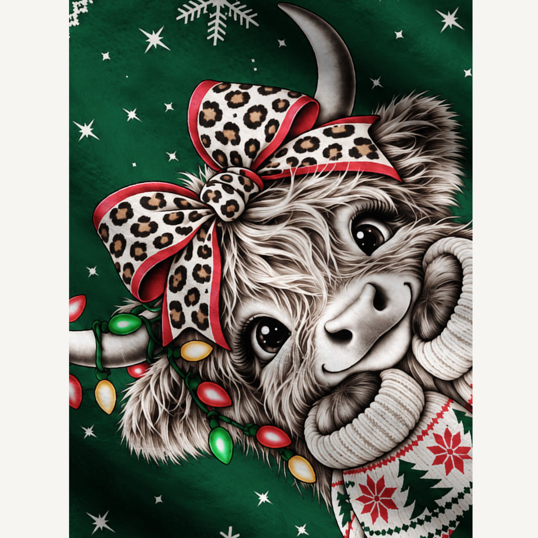 Maglione Natalizio Girocollo con Mucca Festosa