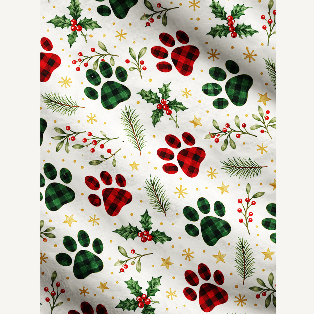 Cardigan Natalizio Lavorato a Maglia con Fantasia di Zampe di Gatto “Buon Natale”