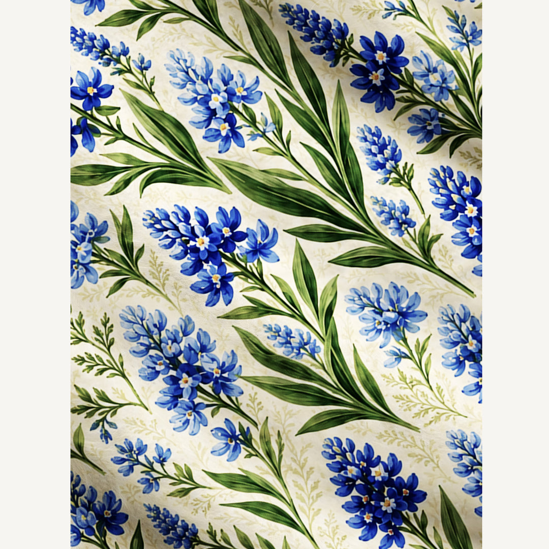 Cardigan lavorato a maglia blu reale con prato di lupini