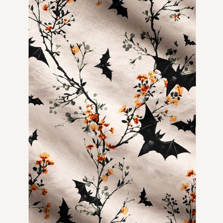 Cardigan lavorato a maglia di Halloween con pipistrelli e fiori selvatici