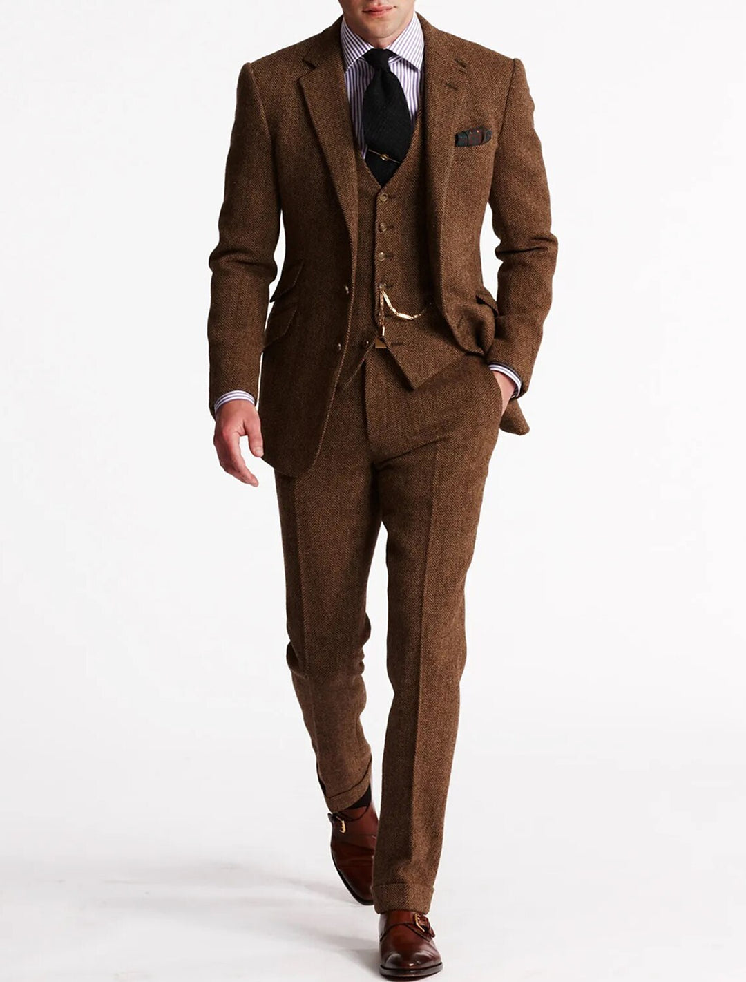 Completo Elegante 3 Pezzi con Revers | Giacca Gilet Pantaloni