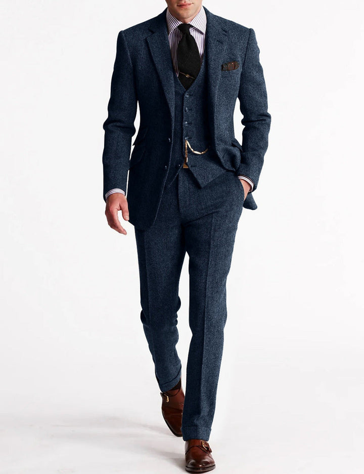 Completo Elegante 3 Pezzi con Revers | Giacca Gilet Pantaloni