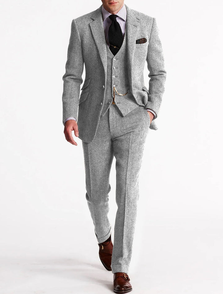 Completo Elegante 3 Pezzi con Revers | Giacca Gilet Pantaloni