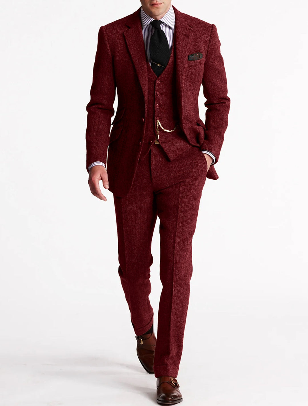 Completo Elegante 3 Pezzi con Revers | Giacca Gilet Pantaloni