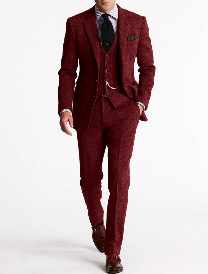 Completo Elegante 3 Pezzi con Revers | Giacca Gilet Pantaloni
