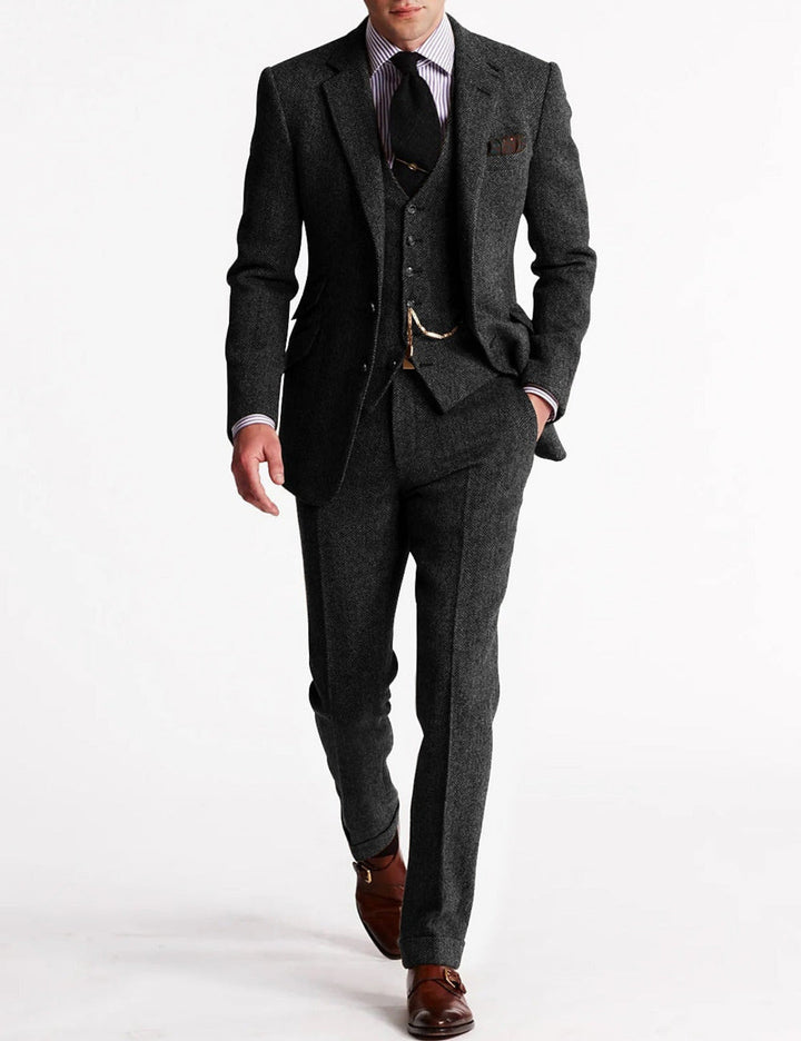 Completo Elegante 3 Pezzi con Revers | Giacca Gilet Pantaloni