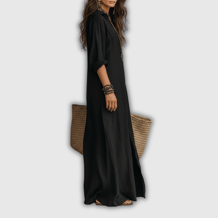 Soline | Abito Maxi Button in Lino Relax