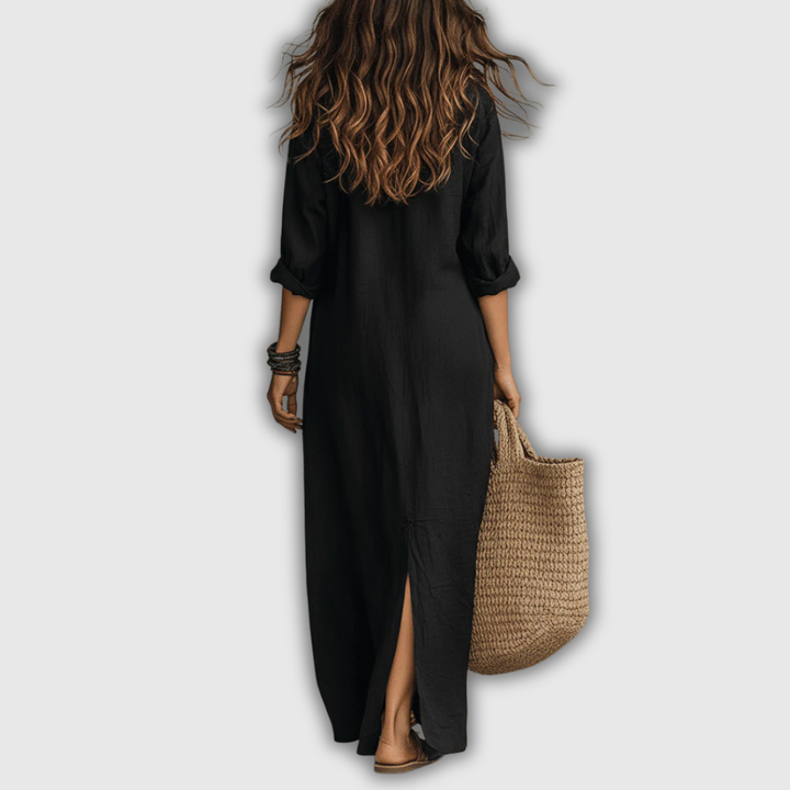 Soline | Abito Maxi Button in Lino Relax