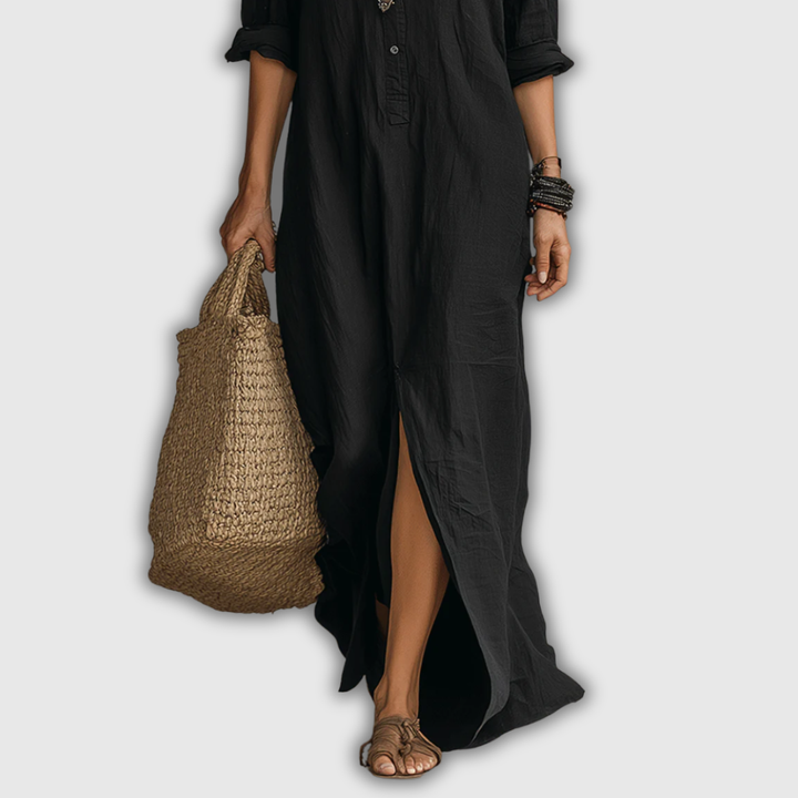 Soline | Abito Maxi Button in Lino Relax