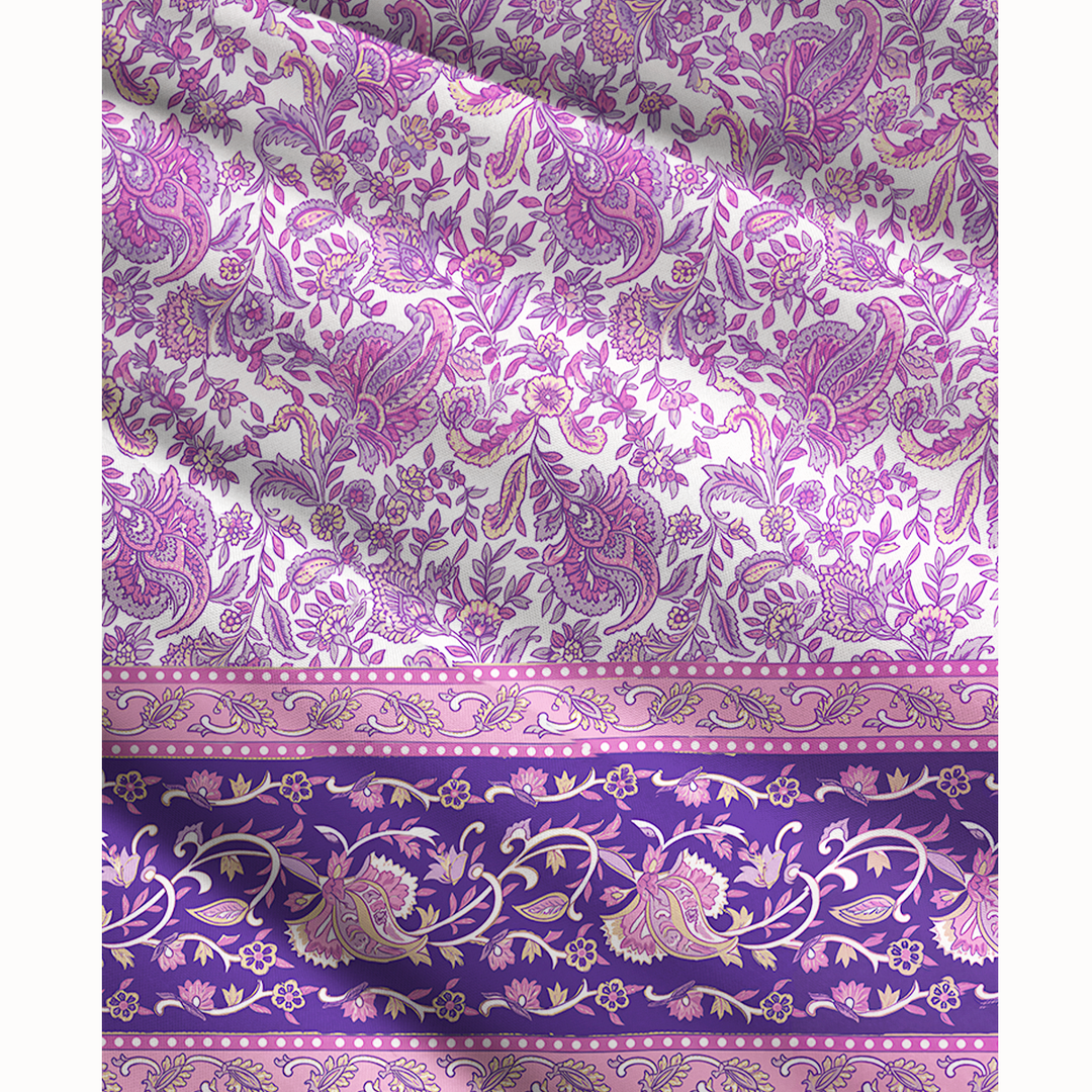 Gonna maxi trasformabile con stampa paisley “Giardino viola” e abito senza spalline