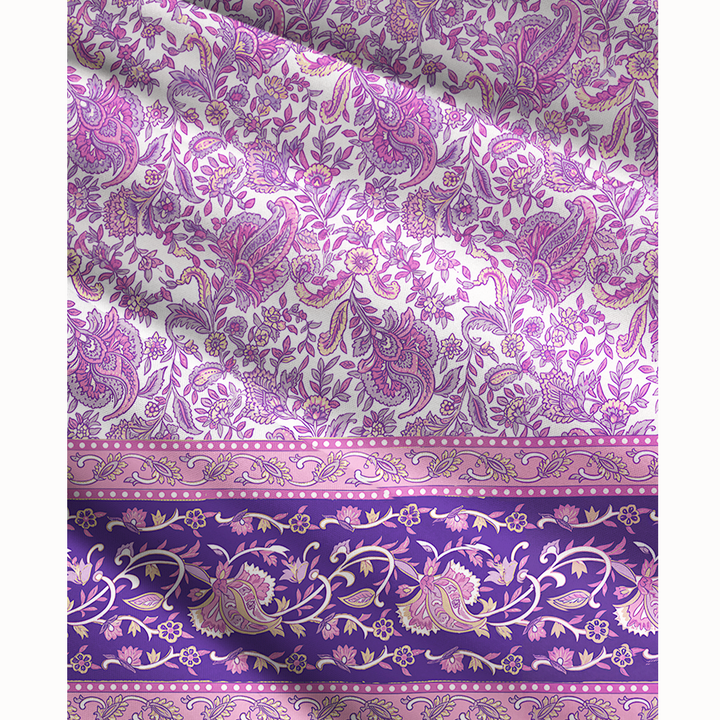 Gonna maxi trasformabile con stampa paisley “Giardino viola” e abito senza spalline
