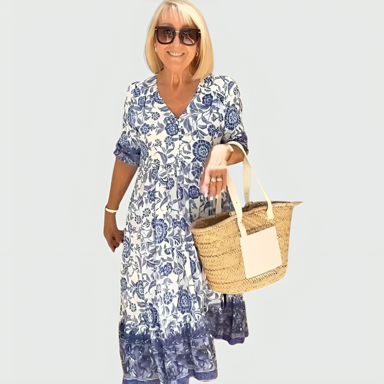 Constance | Abito Midi con Stampa Floreale e Orlo a Strati