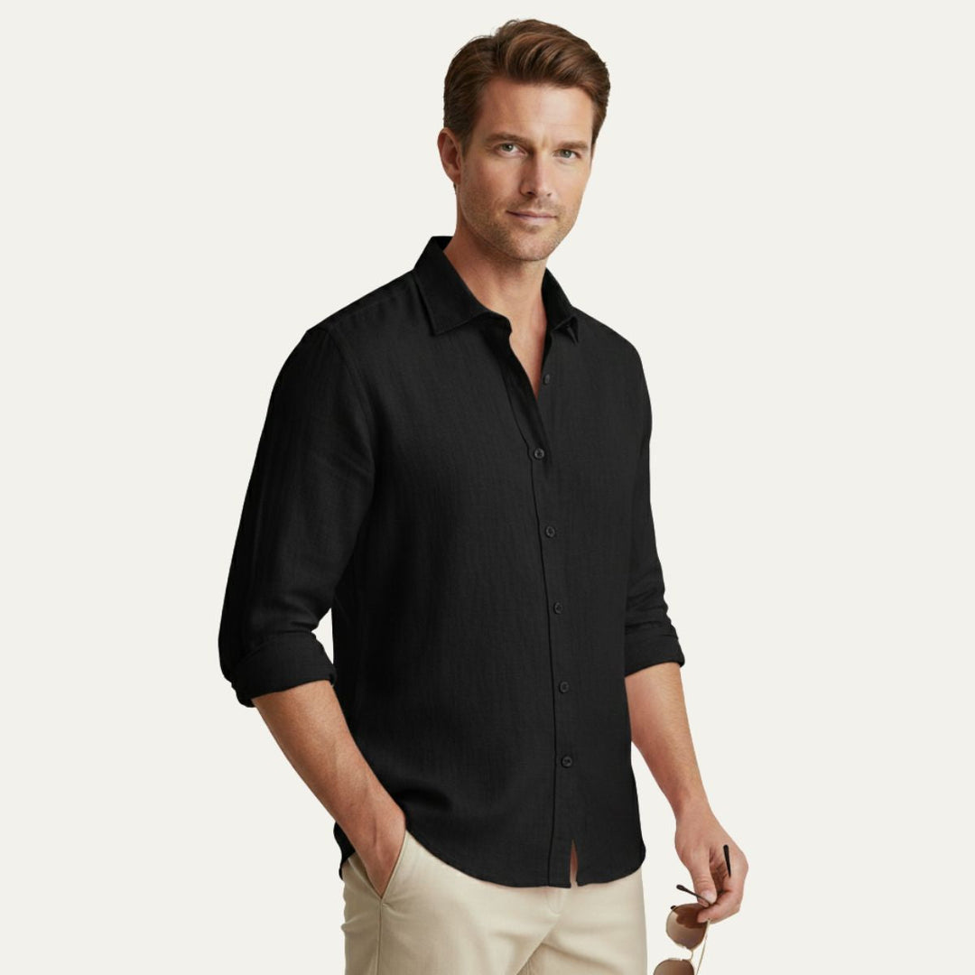 Rocco | Classica camicia vintage in lino, manica lunga