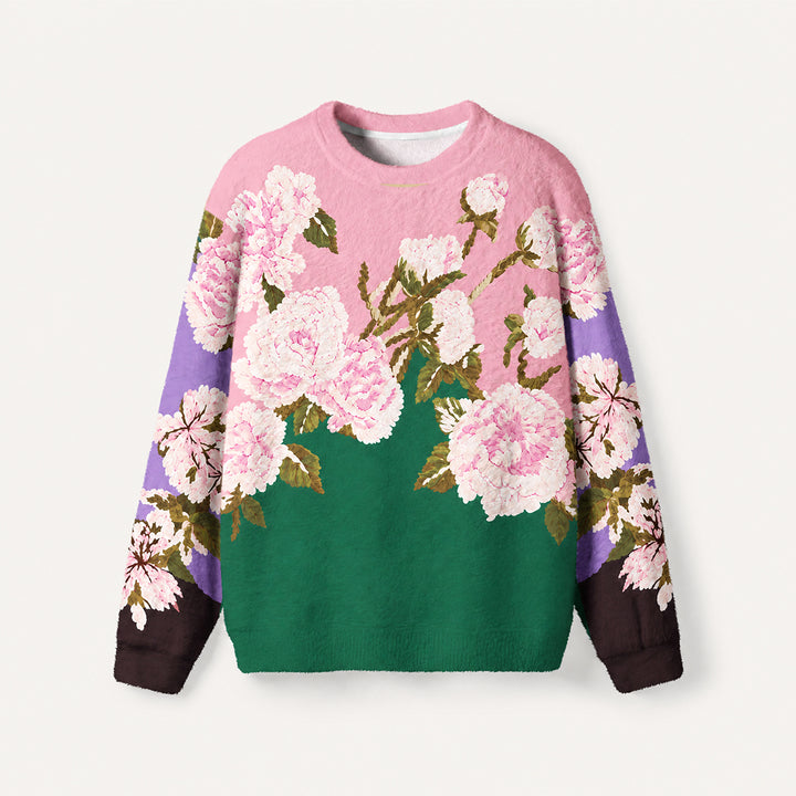 Maglione a girocollo con effetto color block