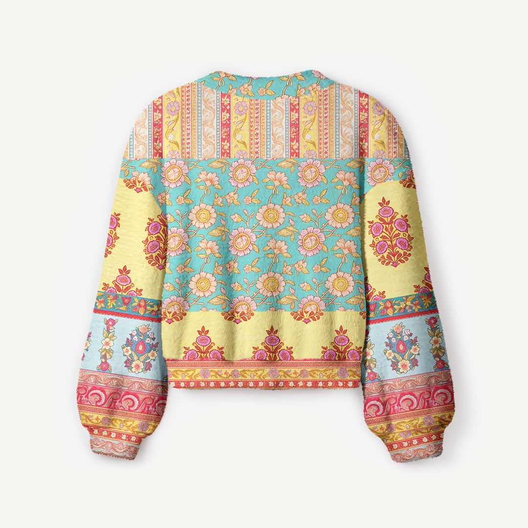 Cardigan lavorato a maglia con motivo ispirato al Paisley
