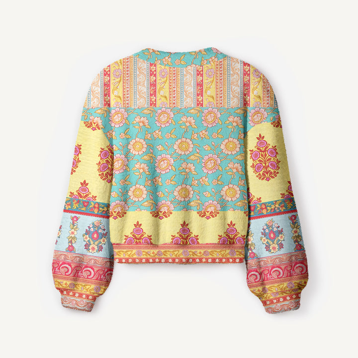 Cardigan lavorato a maglia con motivo ispirato al Paisley
