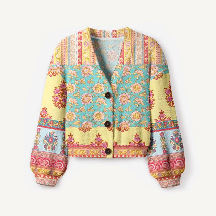 Cardigan lavorato a maglia con motivo ispirato al Paisley