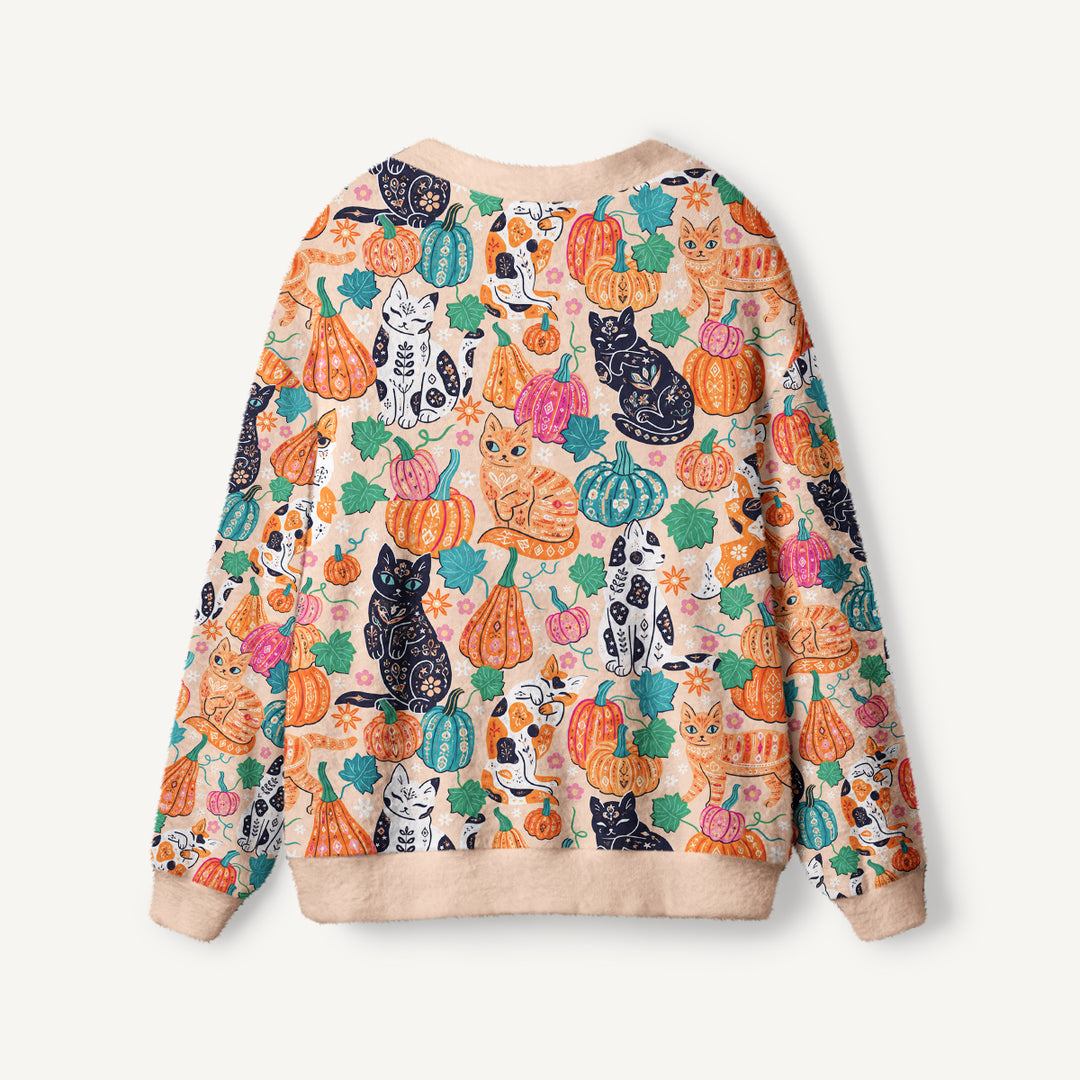 Cardigan lavorato a maglia con motivi floreali «Gatto nero d&