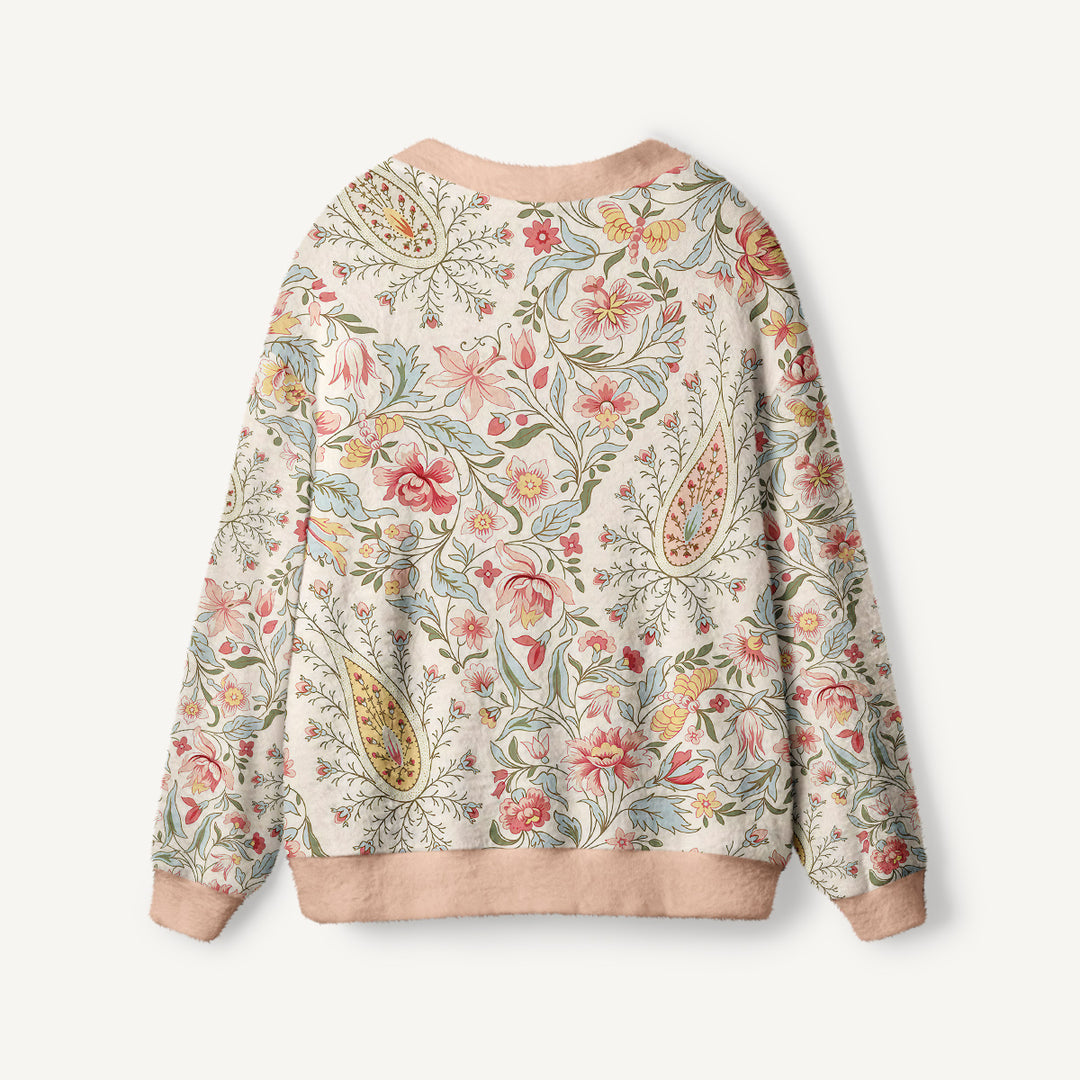 Cardigan lavorato a maglia con motivo botanico “Fiori del giardino”