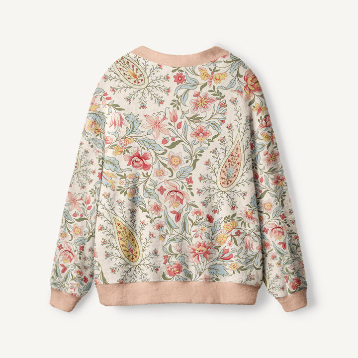 Cardigan lavorato a maglia con motivo botanico “Fiori del giardino”