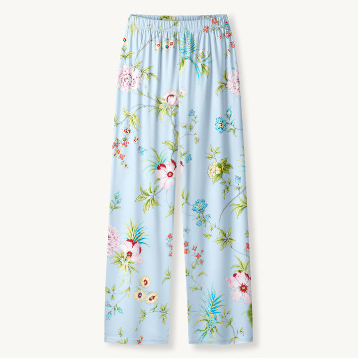 Set di pigiami a maniche lunghe con stampa floreale da giardino in colori pastello