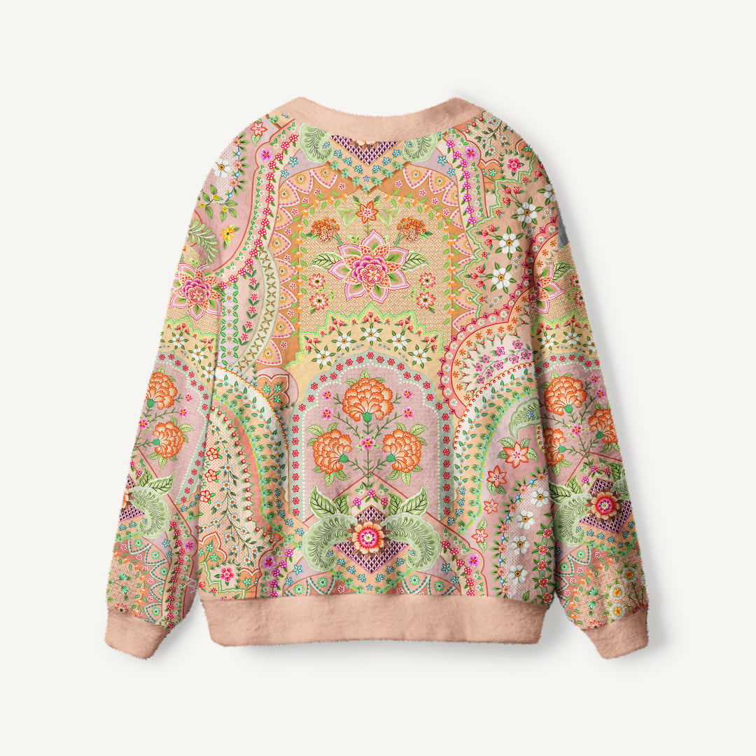 Cardigan lavorato a maglia Stampa boho botanica con motivo paisley