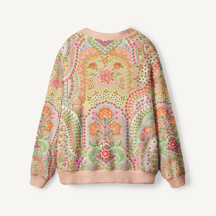 Cardigan lavorato a maglia Stampa boho botanica con motivo paisley