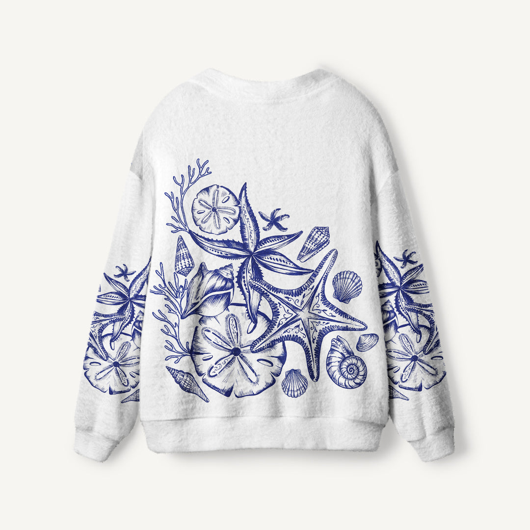 Cardigan lavorato a maglia nautici costieri con stelle marine