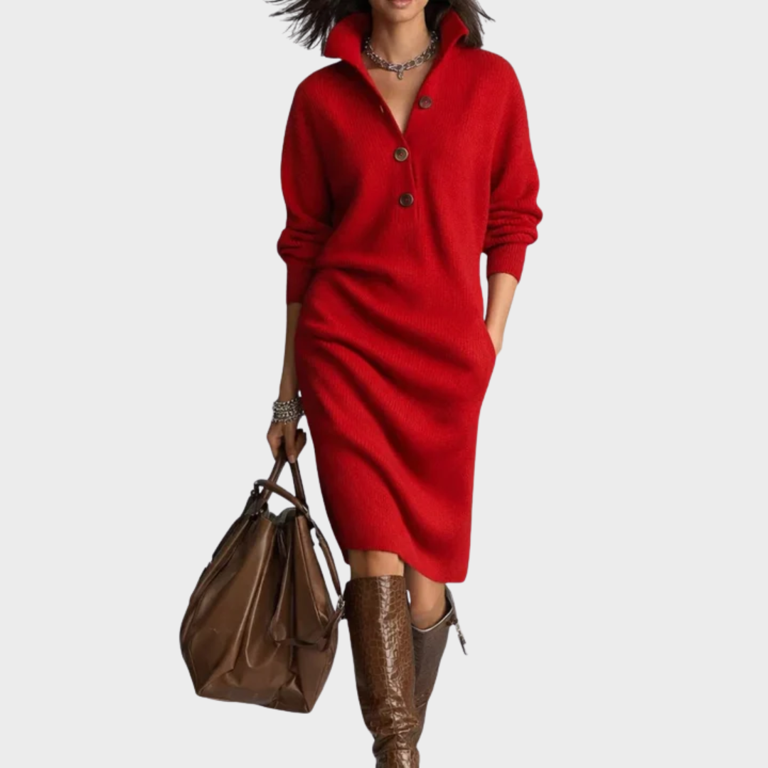 Nancy | Abito Elegante Invernale con Bottoni