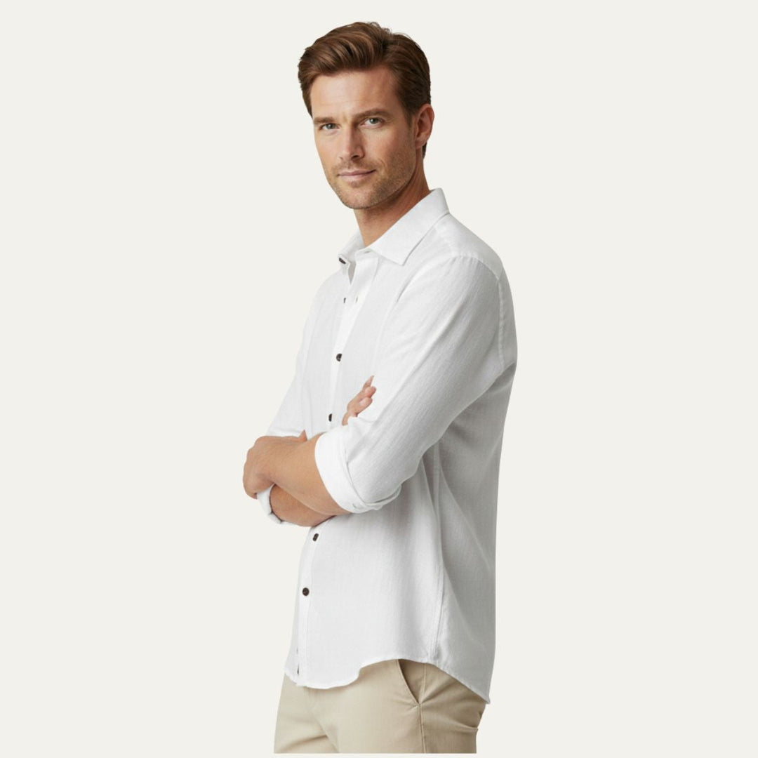 Rocco | Classica camicia vintage in lino, manica lunga