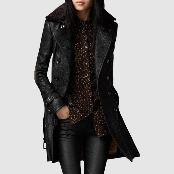 Laura - Elegante cappotto in pelle 3/4