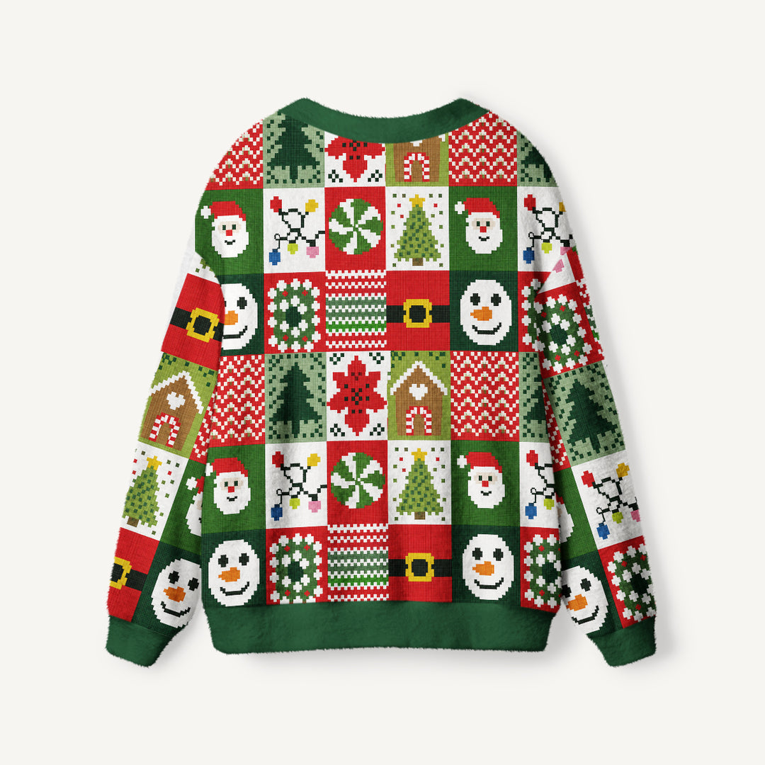 Cardigan lavorato a maglia Natalizi con Fantasia Patchwork