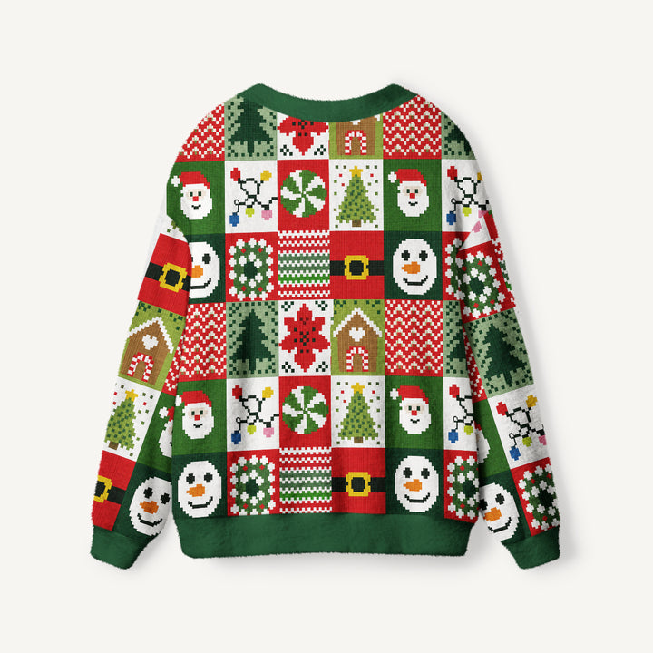 Cardigan lavorato a maglia Natalizi con Fantasia Patchwork