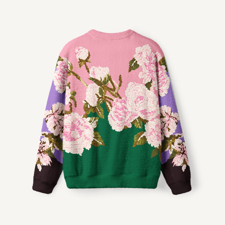 Maglione a girocollo con effetto color block