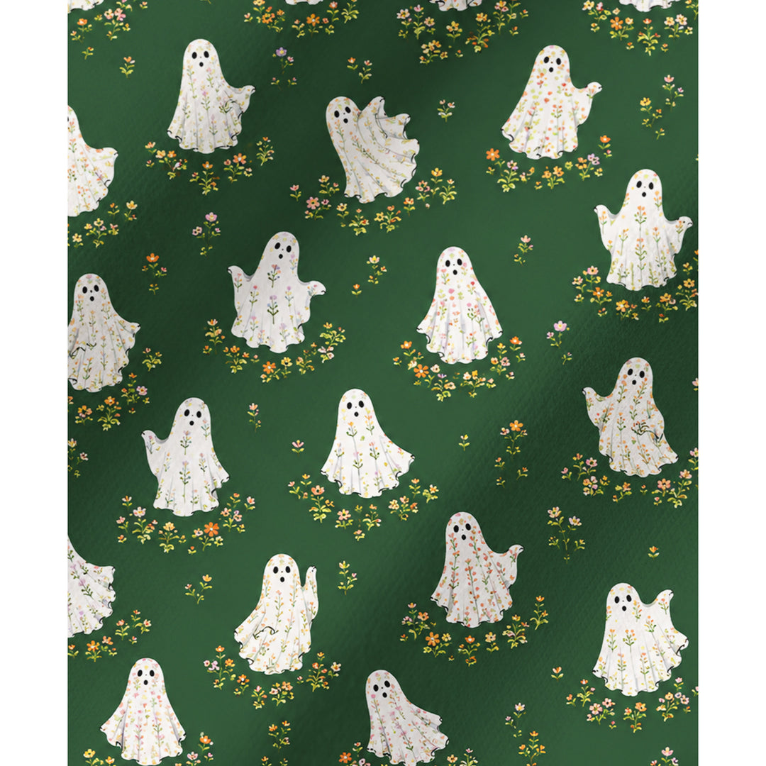 Set di pigiami a maniche lunghe con fantasmi floreali da giardino di Halloween
