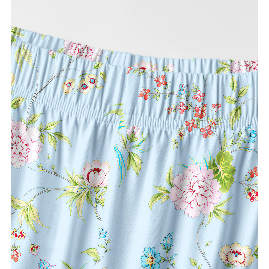 Set di pigiami a maniche lunghe con stampa floreale da giardino in colori pastello