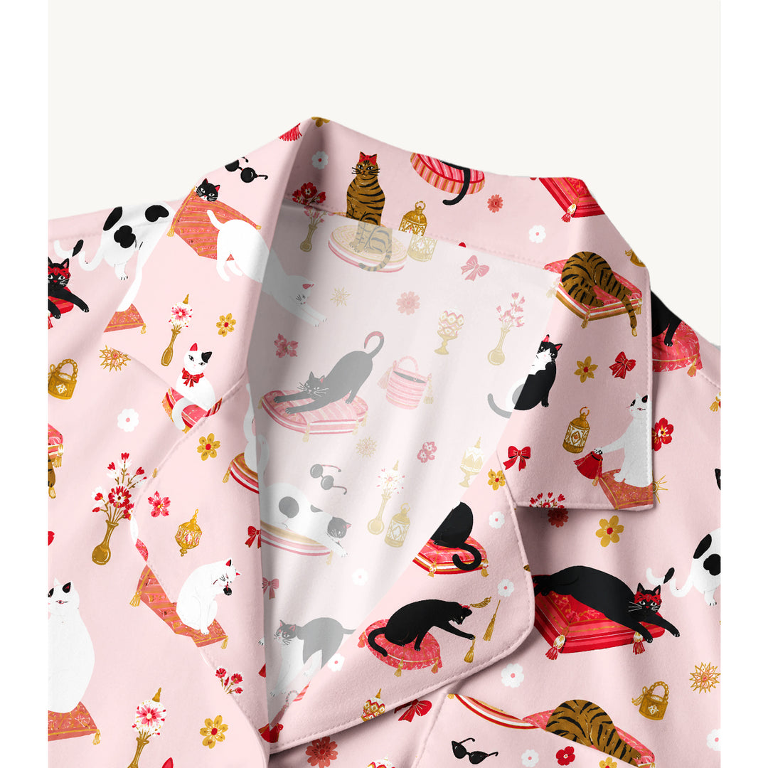 Set di pigiami a maniche lunghe con gatti fantasiosi