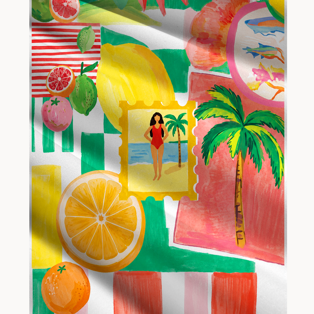 Gonna lunga con stampa floreale tropicale e palme e abito senza spalline