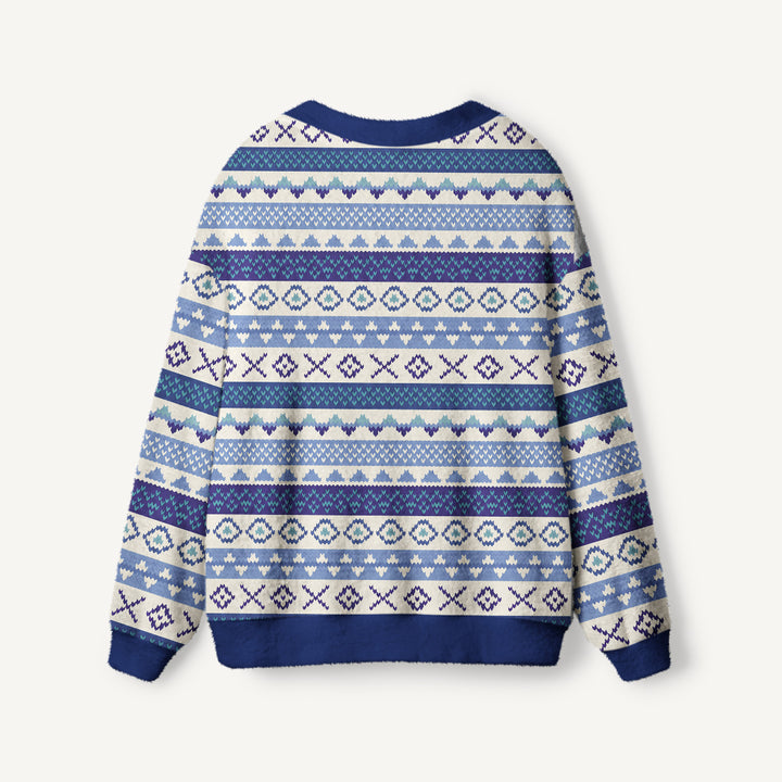 Cardigan lavorato a maglia a righe geometriche ispirate allo stile nordico