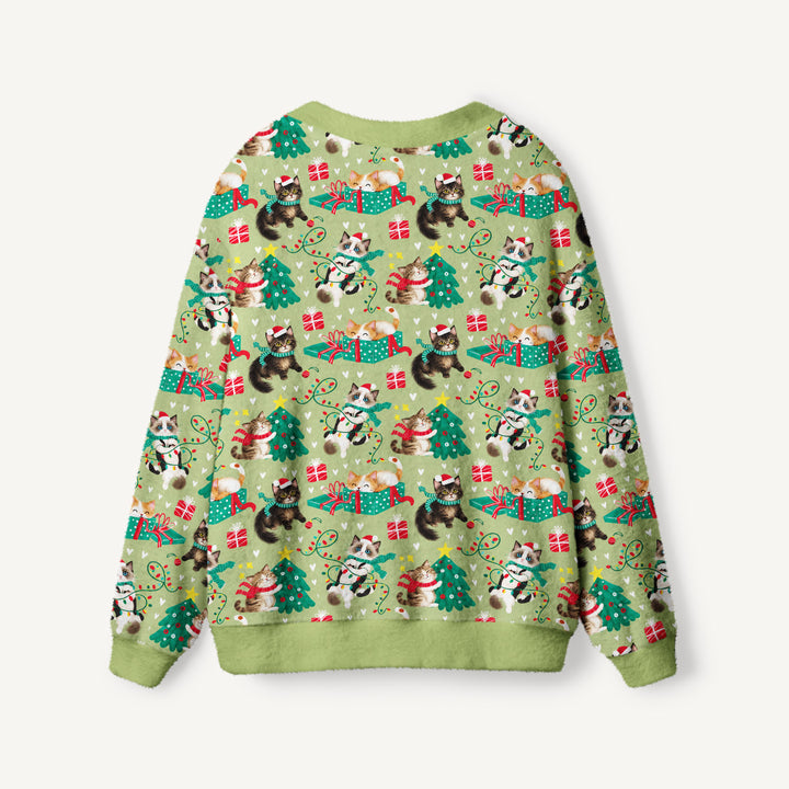 Cardigan lavorato a maglia Natalizi con Fantasia di Gatti Divertenti