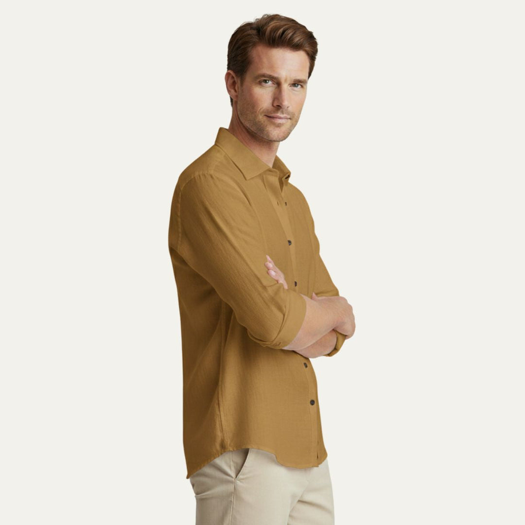 Rocco | Classica camicia vintage in lino, manica lunga
