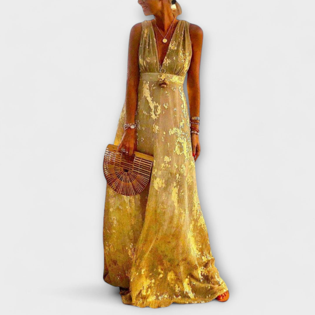 Abito elegante con scollatura a V e dettagli di paillettes