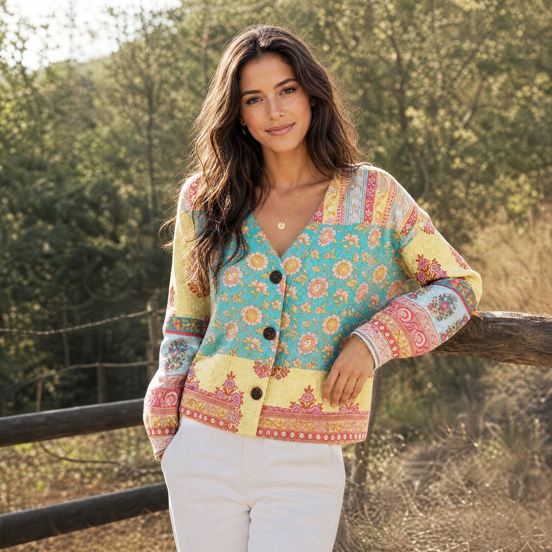 Cardigan lavorato a maglia con motivo ispirato al Paisley